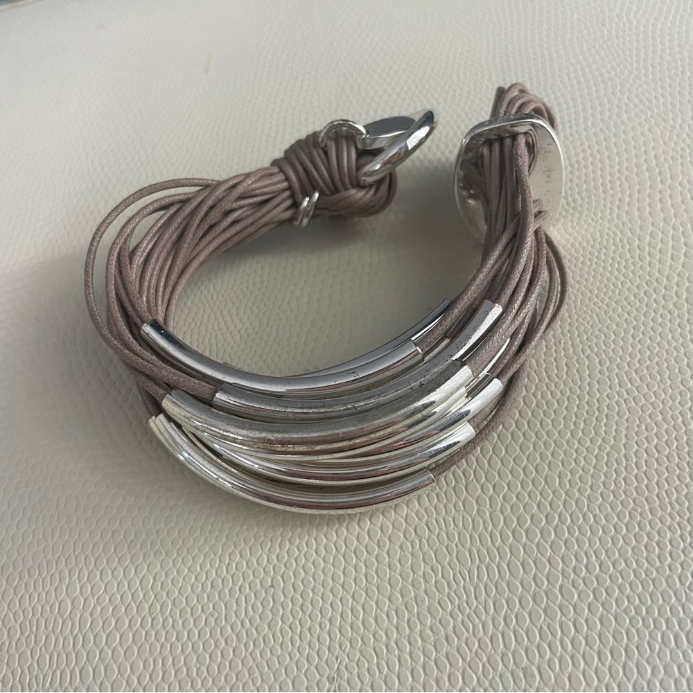 Gillian Julius silver taupe multi tube bracelet